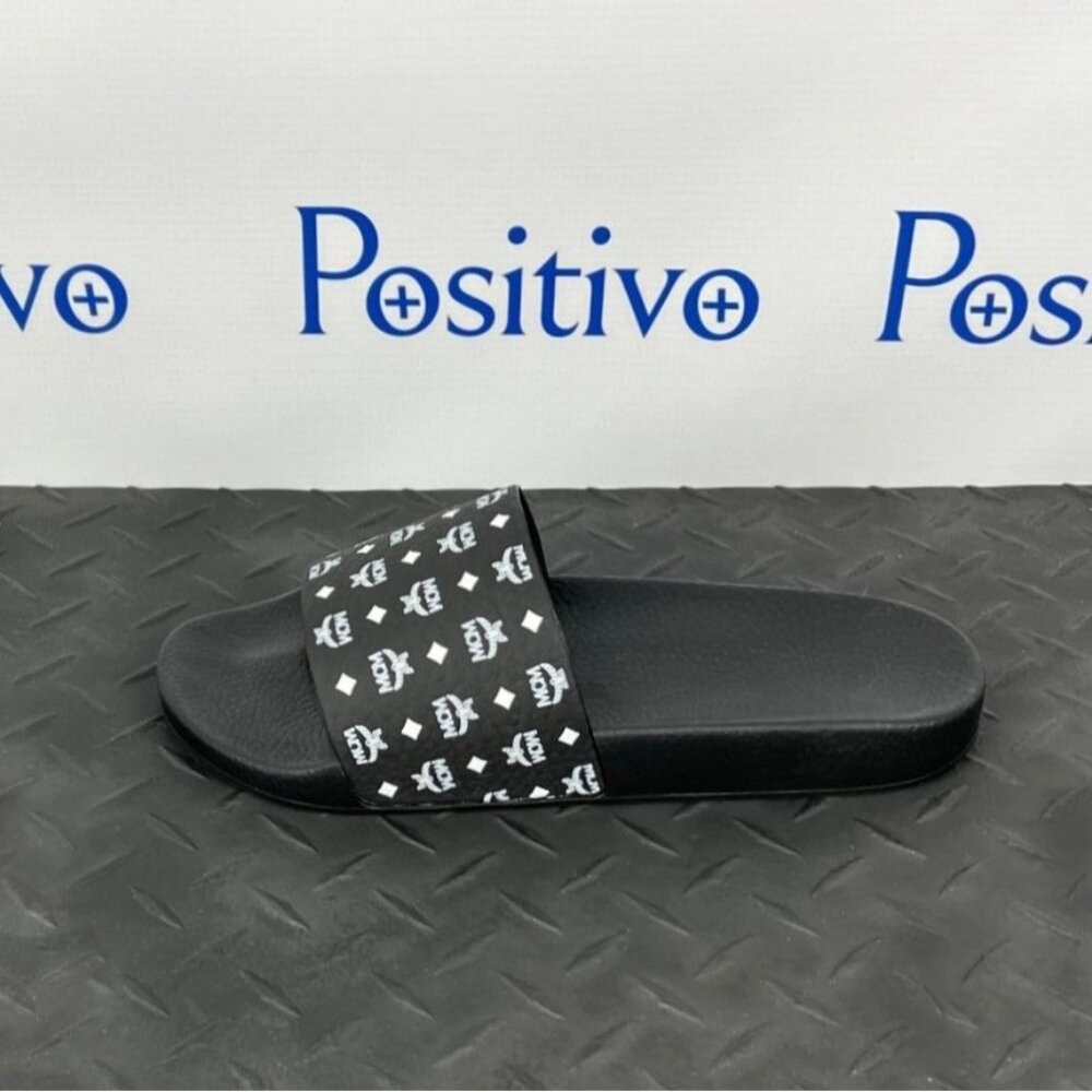 MCM Mens Black Visetos Rubber Slides US 12 EU 45